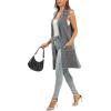 imageMoss Rose Sleeveless Cardigans for Women Open Front Sweaters Vest Lapel Collar Button Down Long Outerwear CoatsGrey