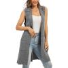 imageMoss Rose Sleeveless Cardigans for Women Open Front Sweaters Vest Lapel Collar Button Down Long Outerwear CoatsGrey