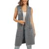 imageMoss Rose Sleeveless Cardigans for Women Open Front Sweaters Vest Lapel Collar Button Down Long Outerwear CoatsGrey