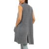 imageMoss Rose Sleeveless Cardigans for Women Open Front Sweaters Vest Lapel Collar Button Down Long Outerwear CoatsGrey