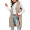 imageMoss Rose Sleeveless Cardigans for Women Open Front Sweaters Vest Lapel Collar Button Down Long Outerwear CoatsKhaki