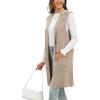 imageMoss Rose Sleeveless Cardigans for Women Open Front Sweaters Vest Lapel Collar Button Down Long Outerwear CoatsKhaki