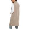 imageMoss Rose Sleeveless Cardigans for Women Open Front Sweaters Vest Lapel Collar Button Down Long Outerwear CoatsKhaki