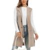 imageMoss Rose Sleeveless Cardigans for Women Open Front Sweaters Vest Lapel Collar Button Down Long Outerwear CoatsKhaki