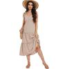 imageMoss Rose Women Sleeveless Summer Dress U Neck Ruffle Tank A Line Maxi Dresses Beach SundressLight Khaki