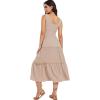imageMoss Rose Women Sleeveless Summer Dress U Neck Ruffle Tank A Line Maxi Dresses Beach SundressLight Khaki