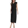 imageMoss Rose Women Spring Summer Maxi Dresses VNeck Sleeveless Casual Long Formal DressBlack