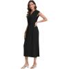 imageMoss Rose Women Spring Summer Maxi Dresses VNeck Sleeveless Casual Long Formal DressBlack