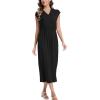 imageMoss Rose Women Spring Summer Maxi Dresses VNeck Sleeveless Casual Long Formal DressBlack