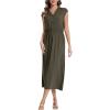 imageMoss Rose Women Spring Summer Maxi Dresses VNeck Sleeveless Casual Long Formal DressGreen