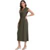 imageMoss Rose Women Spring Summer Maxi Dresses VNeck Sleeveless Casual Long Formal DressGreen