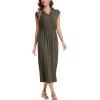 imageMoss Rose Women Spring Summer Maxi Dresses VNeck Sleeveless Casual Long Formal DressGreen