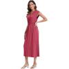imageMoss Rose Women Spring Summer Maxi Dresses VNeck Sleeveless Casual Long Formal DressRose Pink