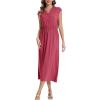 imageMoss Rose Women Spring Summer Maxi Dresses VNeck Sleeveless Casual Long Formal DressRose Pink