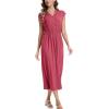 imageMoss Rose Women Spring Summer Maxi Dresses VNeck Sleeveless Casual Long Formal DressRose Pink