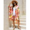 imageMoss Rose Women Summer Bikini Kimono Bathing Suit Cover Ups for SwimwearB Colorful Red 1