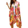 imageMoss Rose Women Summer Bikini Kimono Bathing Suit Cover Ups for SwimwearB Colorful Red 1