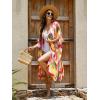 imageMoss Rose Women Summer Bikini Kimono Bathing Suit Cover Ups for SwimwearB Colorful Red 1
