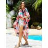 imageMoss Rose Women Summer Bikini Kimono Bathing Suit Cover Ups for SwimwearB Colorful Red 2