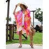 imageMoss Rose Women Summer Bikini Kimono Bathing Suit Cover Ups for SwimwearB Colorful Red 3