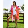 imageMoss Rose Women Summer Bikini Kimono Bathing Suit Cover Ups for SwimwearB Colorful Red 3