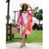 imageMoss Rose Women Summer Bikini Kimono Bathing Suit Cover Ups for SwimwearB Colorful Red 3