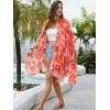 imageMoss Rose Women Summer Bikini Kimono Bathing Suit Cover Ups for SwimwearB Colorful Red 4