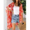 imageMoss Rose Women Summer Bikini Kimono Bathing Suit Cover Ups for SwimwearD Orange White Flower