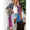 imageMoss Rose Women Summer Bikini Kimono Bathing Suit Cover Ups for SwimwearD Purple Blue