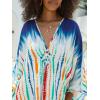 imageMoss Rose Women Summer Caftan Coverups Dress Kimono Beach Vacation Wear V Neck Print Maxi Boho DressBcolorful