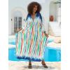 imageMoss Rose Women Summer Caftan Coverups Dress Kimono Beach Vacation Wear V Neck Print Maxi Boho DressBcolorful