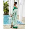 imageMoss Rose Women Summer Caftan Coverups Dress Kimono Beach Vacation Wear V Neck Print Maxi Boho DressBgreen