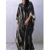 imageMoss Rose Women Summer Caftan Coverups Dress Kimono Beach Vacation Wear V Neck Print Maxi Boho DressBlack