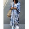 imageMoss Rose Women Summer Caftan Coverups Dress Kimono Beach Vacation Wear V Neck Print Maxi Boho DressBlue Black