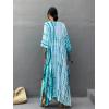 imageMoss Rose Women Summer Caftan Coverups Dress Kimono Beach Vacation Wear V Neck Print Maxi Boho DressBlue Green