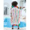 imageMoss Rose Women Summer Caftan Coverups Dress Kimono Beach Vacation Wear V Neck Print Maxi Boho DressBrainbow