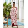 imageMoss Rose Women Summer Caftan Coverups Dress Kimono Beach Vacation Wear V Neck Print Maxi Boho DressBred