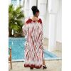 imageMoss Rose Women Summer Caftan Coverups Dress Kimono Beach Vacation Wear V Neck Print Maxi Boho DressBred