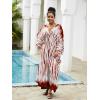imageMoss Rose Women Summer Caftan Coverups Dress Kimono Beach Vacation Wear V Neck Print Maxi Boho DressBred