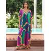 imageMoss Rose Women Summer Caftan Coverups Dress Kimono Beach Vacation Wear V Neck Print Maxi Boho DressD Clouds Print