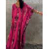 imageMoss Rose Women Summer Caftan Coverups Dress Kimono Beach Vacation Wear V Neck Print Maxi Boho DressRose