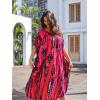 imageMoss Rose Women Summer Caftan Coverups Dress Kimono Beach Vacation Wear V Neck Print Maxi Boho DressRose