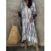 imageMoss Rose Women Summer Caftan Coverups Dress Kimono Beach Vacation Wear V Neck Print Maxi Boho DressWhite Blue