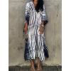 imageMoss Rose Women Summer Caftan Coverups Dress Kimono Beach Vacation Wear V Neck Print Maxi Boho DressWhite Blue