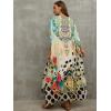 imageMoss Rose Women Summer Caftan Coverups Dress Kimono Beach Vacation Wear V Neck Print Maxi Boho DressZ Colorful 5