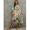 imageMoss Rose Women Summer Caftan Coverups Dress Kimono Beach Vacation Wear V Neck Print Maxi Boho DressZ Colorful 5