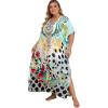 imageMoss Rose Women Summer Caftan Coverups Dress Kimono Beach Vacation Wear V Neck Print Maxi Boho DressZ Colorful 5