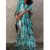 imageMoss Rose Women Summer Caftan Coverups Dress Kimono Beach Vacation Wear V Neck Print Maxi Boho DressZblue