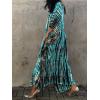 imageMoss Rose Women Summer Caftan Coverups Dress Kimono Beach Vacation Wear V Neck Print Maxi Boho DressZblue