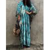 imageMoss Rose Women Summer Caftan Coverups Dress Kimono Beach Vacation Wear V Neck Print Maxi Boho DressZblue